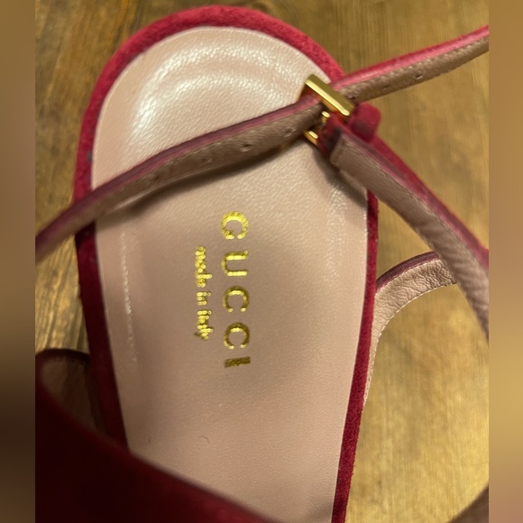 Gucci Red Platform Laila Suede Heels Kid Scamosciato - Picture 3 of 5